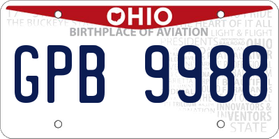 OH license plate GPB9988