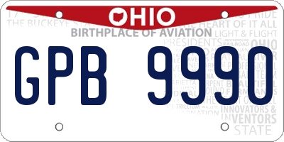 OH license plate GPB9990