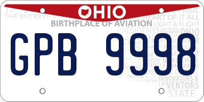 OH license plate GPB9998