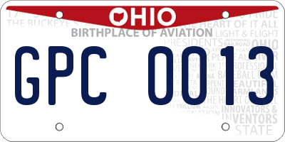 OH license plate GPC0013