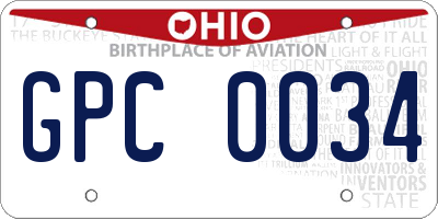 OH license plate GPC0034