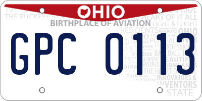 OH license plate GPC0113