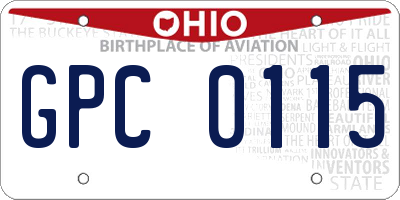 OH license plate GPC0115