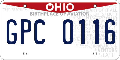 OH license plate GPC0116