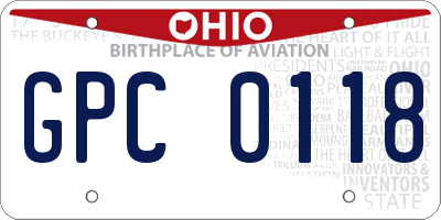 OH license plate GPC0118
