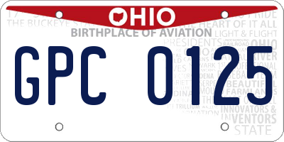 OH license plate GPC0125
