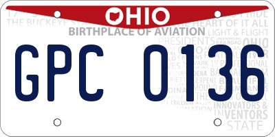 OH license plate GPC0136