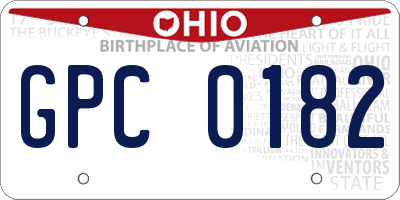 OH license plate GPC0182