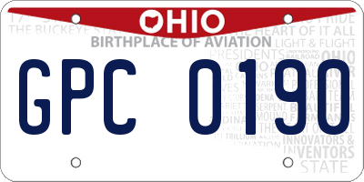 OH license plate GPC0190