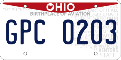 OH license plate GPC0203