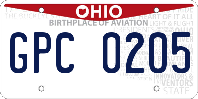 OH license plate GPC0205