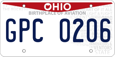 OH license plate GPC0206