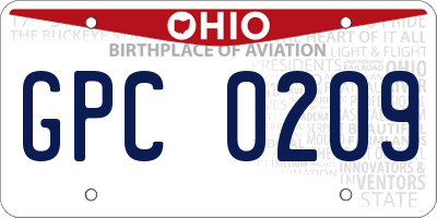 OH license plate GPC0209