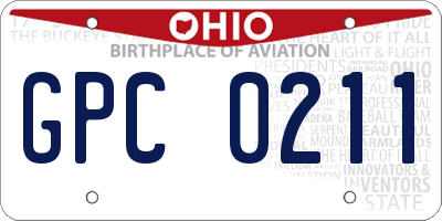 OH license plate GPC0211