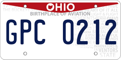 OH license plate GPC0212