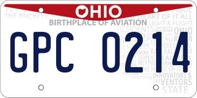 OH license plate GPC0214