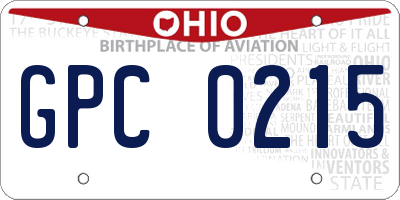 OH license plate GPC0215