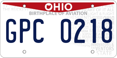 OH license plate GPC0218