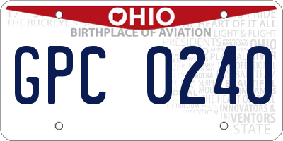 OH license plate GPC0240