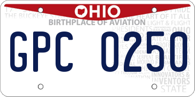 OH license plate GPC0250