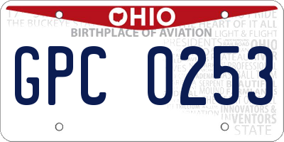 OH license plate GPC0253
