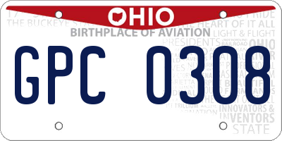 OH license plate GPC0308