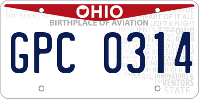 OH license plate GPC0314