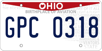 OH license plate GPC0318
