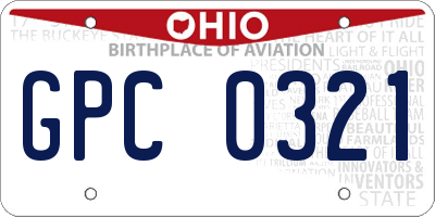 OH license plate GPC0321