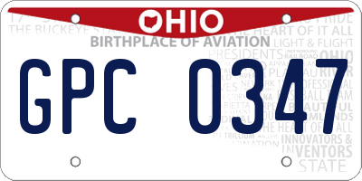 OH license plate GPC0347