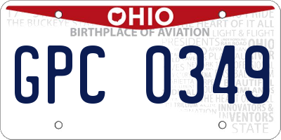 OH license plate GPC0349