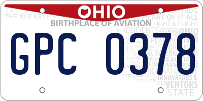 OH license plate GPC0378
