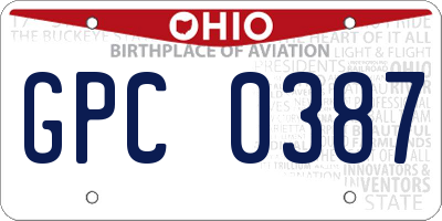 OH license plate GPC0387