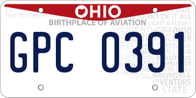 OH license plate GPC0391