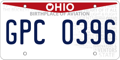 OH license plate GPC0396