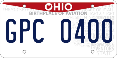 OH license plate GPC0400