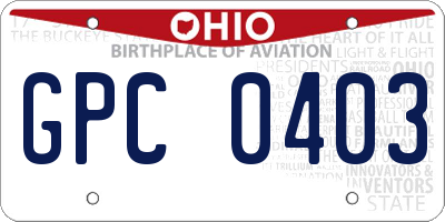 OH license plate GPC0403