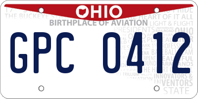 OH license plate GPC0412