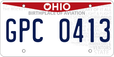 OH license plate GPC0413