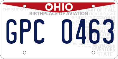 OH license plate GPC0463