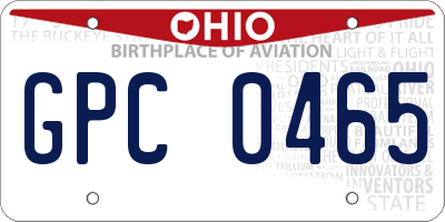 OH license plate GPC0465