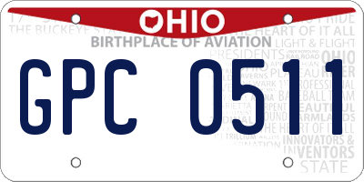 OH license plate GPC0511