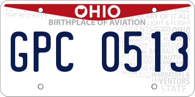 OH license plate GPC0513