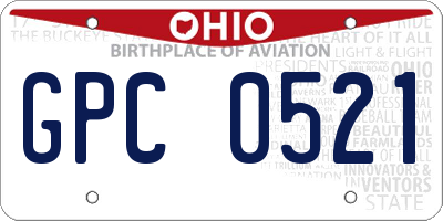 OH license plate GPC0521