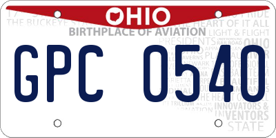 OH license plate GPC0540