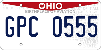 OH license plate GPC0555