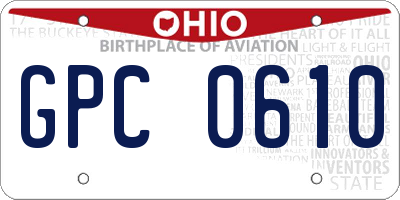 OH license plate GPC0610