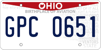 OH license plate GPC0651