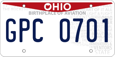 OH license plate GPC0701