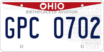 OH license plate GPC0702
